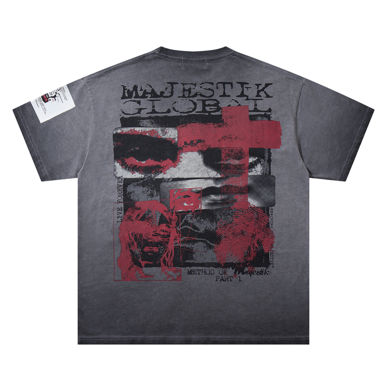 Streetwear Brand With Eye - Kaos T-Shirt Grafis Kolase Vintage Merek