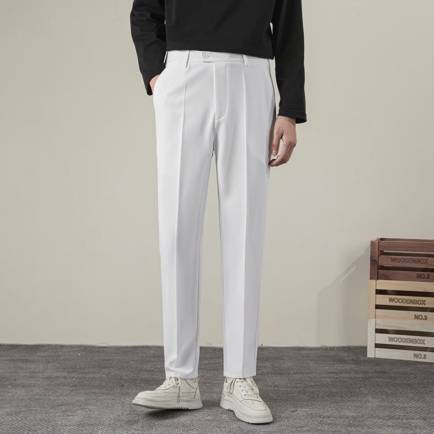Streetwear Brand Pants - Celana kasual lurus warna polos pria,