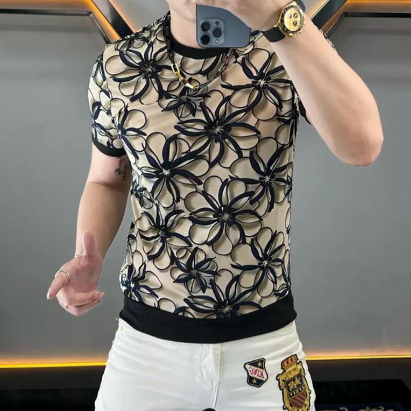 Ice Silk kaus bunga pria, leng - Streetwear Brand With Flowers ulasan dan harga