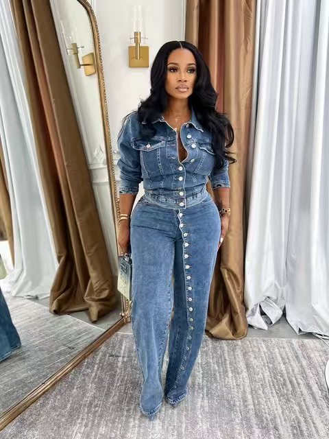 Setelan Jeans Wanita Denim 2 P - Streetwear Brand Pants ulasan dan harga