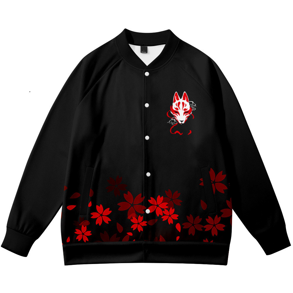 Jaket Kerah Berdiri Motif Anim - Streetwear Brand With Flowers ulasan dan harga