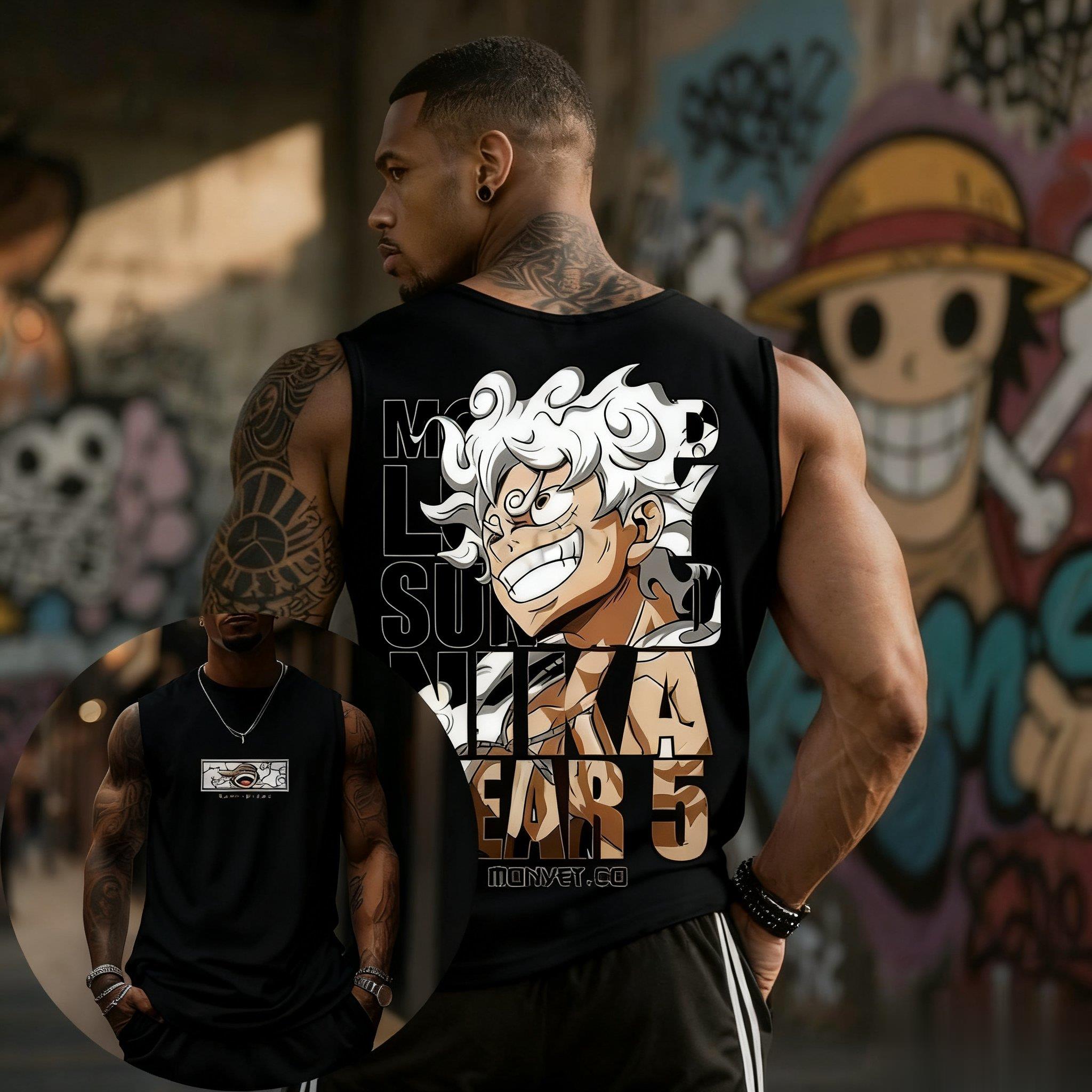 One Piece Luffy Gear 5 Tank To - Cap Streetwear Brand ulasan dan harga